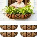 LaLaGreen Flower Wall Planter (24 in, 4 Pack) Black Metal Window Boxes