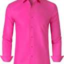 Mens Grade 3.5 Wrinkle-Resistant Dress Shirts Men's Long Sleeve Button Down Work Shirt for Men (Pink, M)