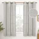 YoungsTex Light Grey Linen Curtains 54 Inch Length for Short Windows, Light Filtering Drapes with Bronze Grommet Privacy for Bathroom Bedroom Living Room, 2 Panels, 42 X 54 Inch