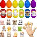 Letapapa Prefilled Easter Eggs with Animal Finger Puppets for Easter Basket Stuffers Fillers, Easter Party Favors for Kids Toddlers, Easter Eggs Hunt, School Classroom Rewards Supplies, 12 Pack
