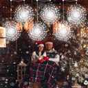 3 Set Christmas Solar Firework Lights Outdoor 120 LED 8 Modes Waterproof LED Hanging Fairy Lights for Christmas Garden Patio Yard Holiday Decoration(White,Double Style)