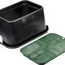 NDS 117BC* 15 in. X 22 in. Rectangular Jumbo Valve Box and Cover, 12 in. Height, Irrigation Control Valve Lettering, Black Box, Green Overlapping Cover, Black/Green