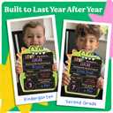 First Day of School Sign (11 x 13) - Double Sided Back to School Board, First Day of Preschool & Kindergarten Sign - Kids Chalkboard for Boys & Girls + 3 Chalk Markers