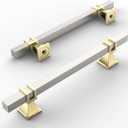 Amerdeco 10 Pack Brushed Satin Nickel and Gold Cabinet Pulls 5 Inch(128mm) Hole Center Drawer Pulls Cabinet Hardware Kitchen Cabinet Handles for Bathroom Dresser Pulls ZH0067