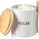 AISBUGUR Sugar Bowl with Lid and Spoon: 17oz Metal Sugar Container - Airtight Food Sugar Jar - Coffee Bar Accessories - Countertop Kitchen Decor (White)