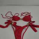 GORGLITTER Women's 2 Piece Thong Bikini Sets Ring Linked High Cut Swimsuits Tie Side Bathing Suit XS