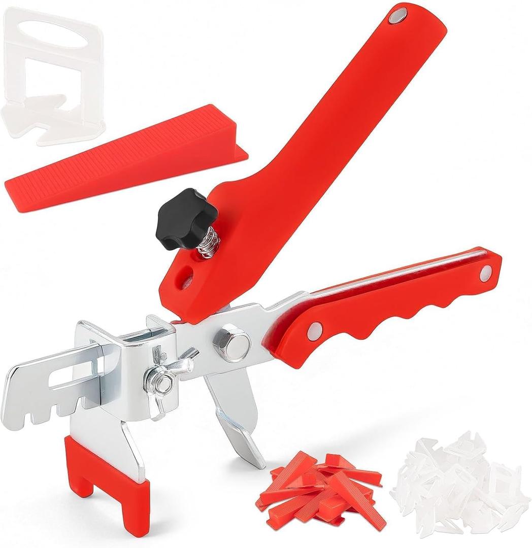 Tile Leveling System with Tile Plier, 300PCS 1/8 Inch Spacers Clips and 100PCS Reusable Wedges, Tile Leveling System Kit for Floor Wall Ceramic Stone Installation
