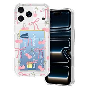 Petocase for iPhone 17 Pro Wallet Case Card Holder Slot Ultra Slim Fit Flexible TPU Gel Rubber Soft Skin Silicone Protective Phone Case Cover for Apple iPhone 17 Pro 6.3 inch Pink Bow