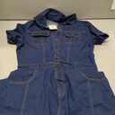 Denim Dress for Women Bodycon Sexy Short Sleeve Jean Split Workwear Dresses with Zipper Club Party Night, L