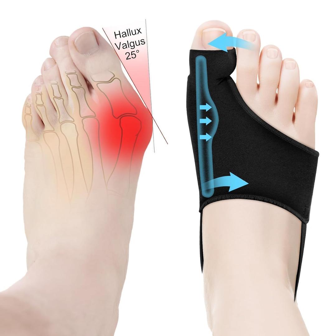 2CSP Bunion Corrector for Women & Men Big Toe Straightener-Bunions Correction Women & Men-Bunion Splint-Bunion Pads for Bunion Relief-Hallux Valgus Pain Relief ,Comfortable & Breathable for Day/Night (2, Black)