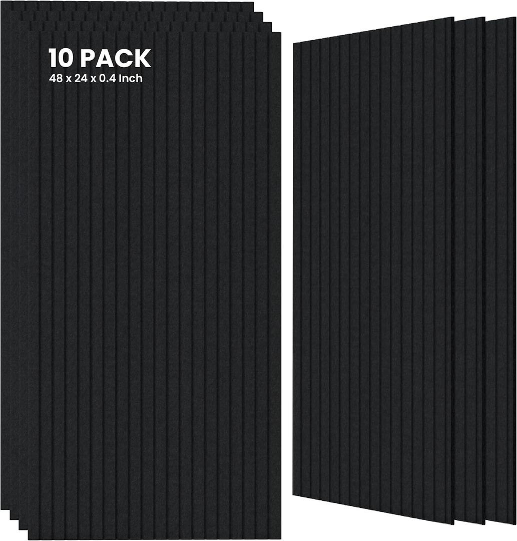 TO-TH Large Acoustic Panels Noise Reducing Sound Wall Panel 10 Pack, Black, 10 pcs - 47.2'' * 23.6''