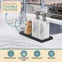 Silicone Countertop Tray  Large 11.8 Bathroom Vanity Organizer for Soap Dispenser, Lotion Bottles, Perfume, Candles, Keys  Shatterproof Sink Tray (Single - Large (11.8" x 5" x 0.7"), Black)