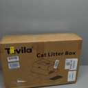 Extra Large Stainless Steel Litter Box with Lid, High Sided Enclosed Metal Cat Litter Pan, Dog Proof Front Entry Top Exit, Odor Control Easy Clean Leak Proof, Includes Scoop & Step, Light Gray