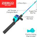 Zebco Kids Splash Jr. Spincast Reel and Fishing Rod Combo, 4-Foot 2-Piece Fishing Pole, Right-Hand Retrieve, Pre-Spooled with 6-Pound Cajun Line