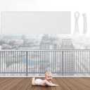 Hosuly Banister Guard 15 x 3 ft Balcony Netting for Kids Pets Stairway Safety Net Baby Fence Door Balcony Netting Safety Mesh Stair Net with No Drilling for Apartment Railing (White)