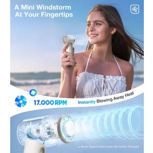 TORRAS COOLiFY iva Handheld Fan with Ice Cooler, [Chill to 60.8F in 1s] 0-100 Speed, Super Mini Powerful Portable Fan, 5000mAh Rechargeable Hand Fan, Travel Essentials, Gifts for Dad Husband, Ivory