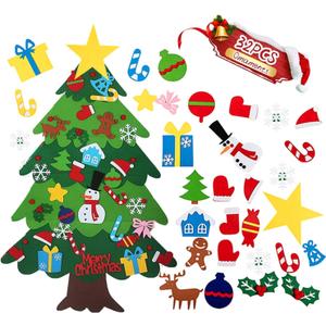 ANTFEES 3.2 FT DIY Felt Christmas Tree Set for Kids Toddlers Wall with 32pcs Ornaments, Xmas Gifts, Door Wall Hanging Decorations