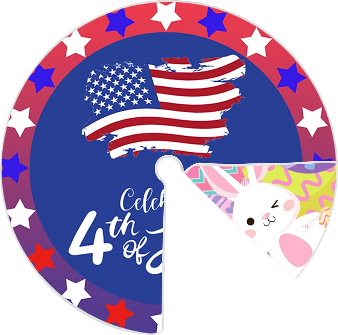 Easter Tree Skirt 4th of July Tree Skirt 36 Inch American Flag Day Memorial Day Double Sided Print Mat Independence Day Easter Christmas Holiday Party Decoration