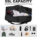 HOLYLUCK Foldable Travel Duffel Bag For Women & Men Luggage Great for Gym -55L, black