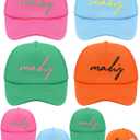 Cuffbow Pack Colorful MAHJ Hats Gift Bulk Mahjong Print Trucker Hat Party Favors for Women Man Mahjong Cups Accessories Gifts