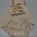 CEHEDDO Baby Boy Girl Thanksgiving Outfit My Rolls are Homemade Onesie Turkey Bubble Romper Strap Waffle Overalls Bodysuit (Khaki, 6-12 Months)