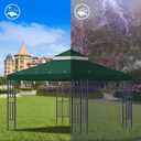 Sumfaller 10x10 FT Gazebo Replacement Canopy Top Double Tiered Canopy Top for Outdoor BBQ Roof Cover Grill Shelter (Green)