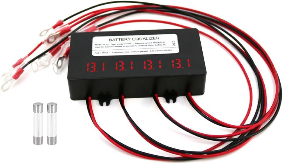 Battery Balancer 48V-4x12V Equalizer with LED Display, Voltage Balancer for 24V/36V/48V Gel Flood AGM Lead Acid Lithium Battery (HC02)