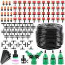 ANSIKE Drip Irrigation System  Irrigation System for Garden w/ 1/4" & 1/2" FastLock Tubing  Adjustable Nozzles & Sprinklers Garden Watering System(164FT Kits)
