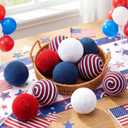 12 Pcs 4th of July Patriotic Decorative Balls, 3.15" Red White Blue Jute Rope Balls for Bowls Vases Orbs Tray Filler Table Centerpieces, Memorial Day 250th Anniversary Independence Day Home Decor