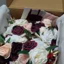 Ling's moment Artificial Flowers Marsala Red & Pink Bridesmaid Bouquet Set of 4, Wedding Flowers Bouquets for Bridesmaids, 7 Inch Bridal Bouquets for Bridesmaids, Wedding Decor, Ceremony, etc