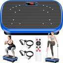 Vibration Plate Exercise Machine Weight Loss, Whole Body Vibration Plate for Lymphatic Drainage, 180 Adjustable Speeds Vibrating Plate Fitness Platform for Women Men (Navy Blue)