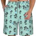 DJYQBFA Teal Blue Mens Swim Trunks with Liner Pockets 9" Quick Dry Beach Shorts Bathing Suit M