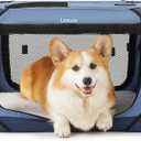 Lesure Collapsible Dog Crate - Portable Travel Kennel for Small Dog, 4-Door Pet Crate with Mesh Windows, Indoor & Outdoor, Blue (26.0"L x 18.0"W x 18.0"H)