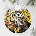 Owl Ornament, Stained Glass Christmas Decorations, Christmas Ornaments for Tree, Holiday Ornament, Gifts for Owl Lovers, Holiday Party Gifts, Gift Ideas & Xmas Gift