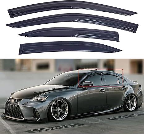 Window Visors Compatible with Lexus IS200t IS250 IS350 2014-2020, Window Deflector Rain Guards Sun Visors Vent Deflectors,Tape-On Style ﻿