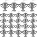 Amyhill 12 Pcs Race Car Trophy Cups With Straws and Lids 12 Oz Plastic Race Car Birthday Party Supplies And Favors For Kids Adults Props Rewards Winning Prizes Competitions (Silver)