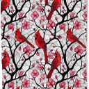 Cardinal Bird Throw Blanket for Adults Kids, 50x60 in, Red Bird and Pink Flower Theme Flannel Blankets for Bedroom, Couch, Travel, Home Decor, Fuzzy Soft Cozy Warm Gifts