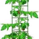 Growsun Tomato Cage for Garden, Upto 73 inch 6 PackTall Tomato Trellis Garden Stakes Plant Support, Green(5ft Stake add 18 inch Adjustable Stakes)