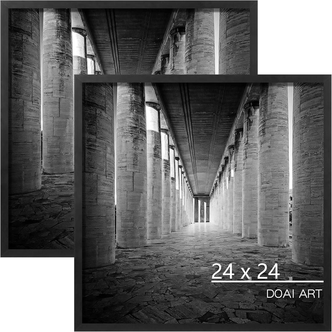 DOAI ART 24x24 Picture Frame Black 2 Pack, Square Poster Frames 24 x 24 inches or 24x24 Frame with HD Plexiglass for Horizontal or Vertical Wall Mounting, Durable Scratch-proof Safe and Artistic