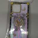 Cute Bling Compatible with iPhone 16 Pro Max Case,Luxury Glitter Cover with Sparkly Rhinestones Butterfly Foldable Stand Kickstand,Soft PC Bumper Protective Cover for Women & Girls(Purple)