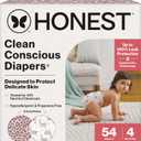 The Honest Company Clean Conscious Diapers for Delicate Skin | Up to 100% Leakproof | Hypoallergenic, Fragrance Free | Girl Prints | Club Box, Size 4 (22-37 lbs), 54 Count (Prints May Vary) (Wild Thang + All the Alpacas)