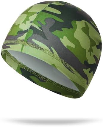 Breathable Polyester Cycling Cap for Sun Protection - Lightweight Moisture-Wicking Helmet Liner for Outdoor Sports (One Size, Camouflage Green)