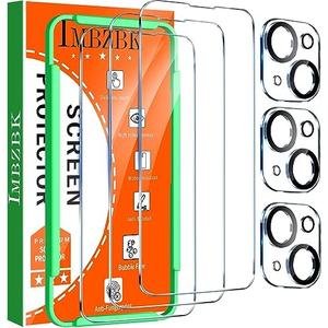 IMBZBK 3 Pack Screen Protector for iPhone 14 Tempered Glass with 3 Pack Camera Lens Protector, Accessories 9H Anti Scratch for Apple 14, 2.5D Curved, Case Friendly, Transparent