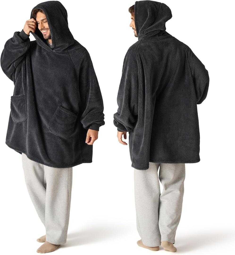 Bedsure Wearable Blanket Hoodie Mothers Day Gifts for Women, Warm Cozy Hoodie Blanket Sweatshirt for Adult Women Men, Charcoal, Oversized