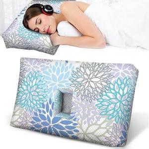 BVOKQUC Ear Piercing Pillow for Side Sleepers Pillows with Ear Holes and Washable Cover CNH Pain Relief Pressure Sores Pillow with Hole in Center,Teal, 22x13x4in 