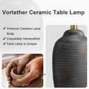24.5" Ceramic Black Lamp for Living Room with Pre-Attached Shade | Single Rustic Bedside Lamps, Hand-Textured Farmhouse Vintage Table Lamps for Bedroom Nightstands, Side End Table Home Decor