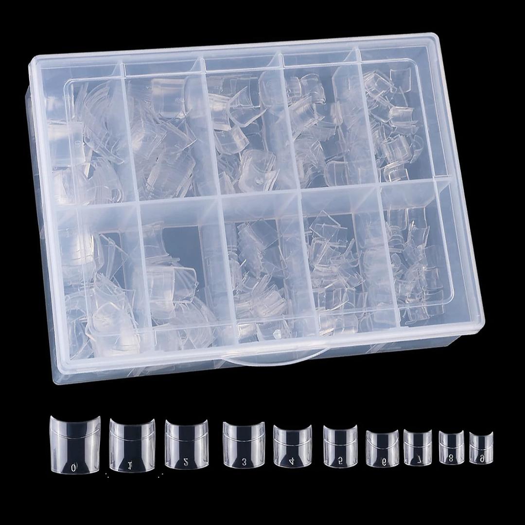 3 x Beuniar Acrylic Clear Nail Tips Short French Square False Tip 500Pcs | Artificial Nails, for Manicure Art Salons & Home DIY, With Storage Box