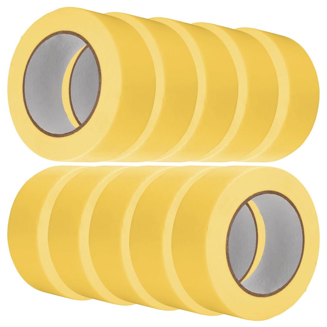 Frienda 10 Pack 600 Total Yards Automotive Refinish Masking Tape 36mm x 55m, Yellow Cars Vehicles Auto Body Paint Tape, Automotive Painters Tapes Bulk Set,1.4 in x 180 Ft