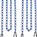 2 Swing Chains Heavy Duty (63") Fully Plastic Coated with 4 Free Quick Links Anti-Rust Iron Link Chains for Playground Kids Tree Swing Seat Accessories and Replacement (Blue)