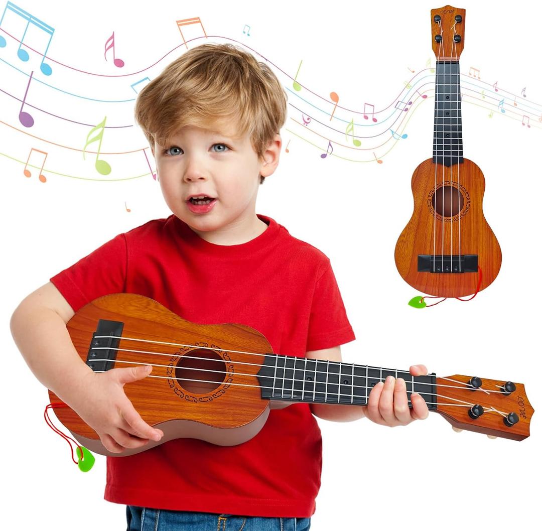 Kids Toy Ukulele Guitar,17 Inch Classical Guitar Musical Toy,4 Strings Guitar Ukulele Educational Learning Toy for Toddlers and Preschoolers (Round-shaped)